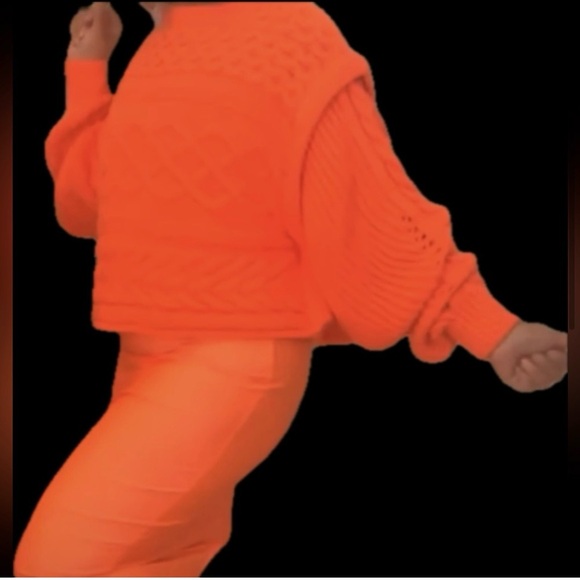 Oversized Thick Bat Wing Sleeves Cable
Knit Sweater Medium Orange - Picture 11 of 13